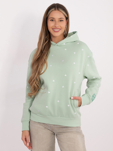 Pistacjowa dresowa bluza w serduszka