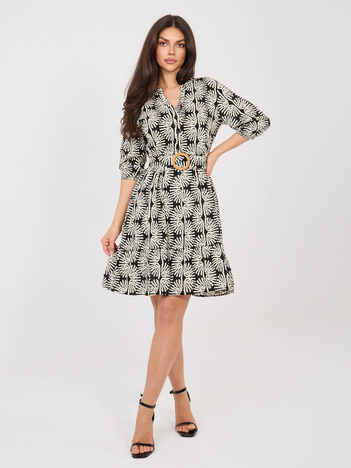 Czarna letnia sukienka z rękawem 3/4 SUBLEVEL