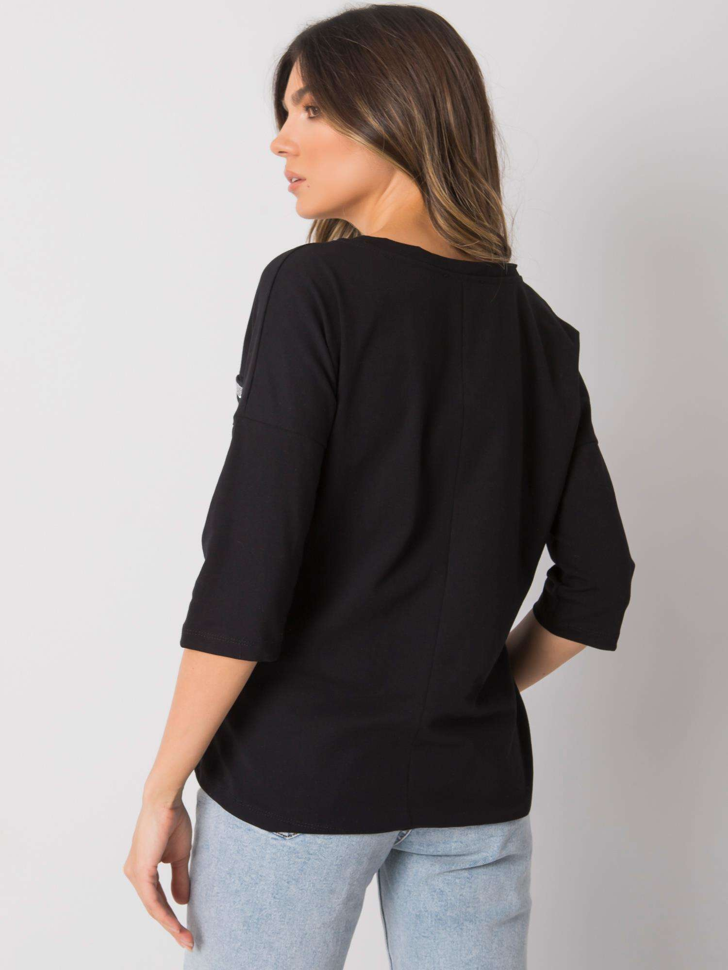 Großhandel Schwarze Bluse mit langen Ärmeln RUE PARIS