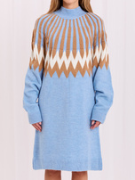 Großhandel Blaues Kleid aus Strick mit langen Ärmeln RUE PARIS.