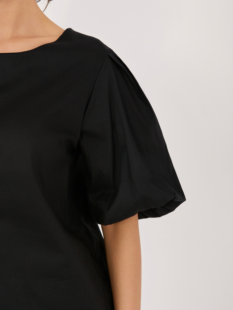 Czarna bluzka oversize z bufiastym rękawem