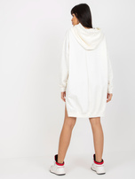 Hurt Ecru loose hoodie with inscription and hood.