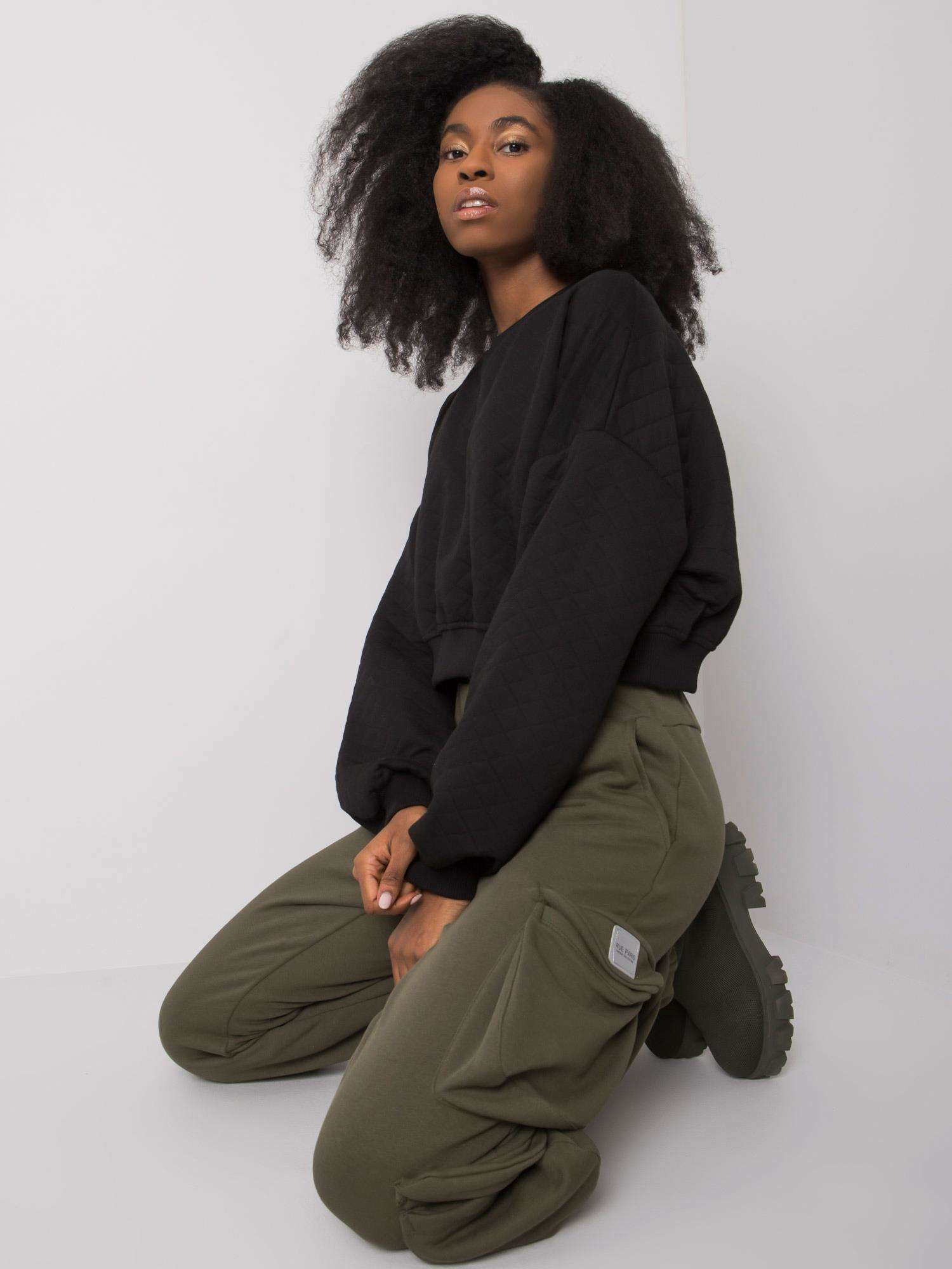 Khaki women's sweatpants with pockets Mila RUE PARIS 