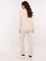 Hurt Jasnobeżowy melanżowy komplet z bluzą bez kaptura