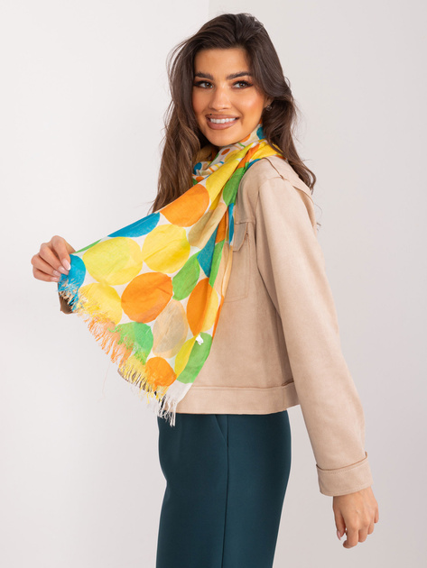 Hurt Biała bawełniana chusta damska we wzory