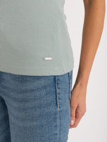 Hurt Pistacjowy prążkowany top z koronką SUBLEVEL