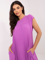 Fioletowa plisowana sukienka bez rękawów RUE PARIS 