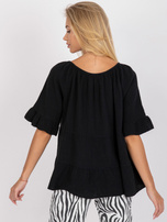 Czarna muślinowa bluzka z wiązanym dekoltem OCH BELLA