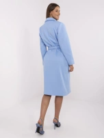 Jasnoniebieski jednorzędowy płaszcz z kieszeniami