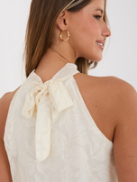 Ecru wizytowy top z dekoltem typu halter