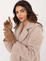 Hurt Camelowe damskie rękawiczki z kokardą