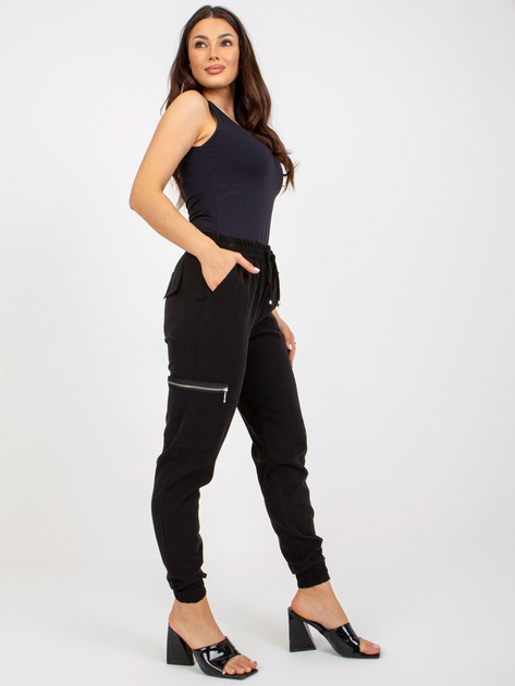 Hurt Czarne spodnie dresowe typu cargo z wiązaniem ZULUNA