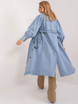 Hurt Jasnoniebieski jeansowy płaszcz trencz z guzikami