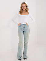 Ecru bawełniana bluzka basic z bawełny