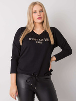 Czarna bluzka plus size z napisem Sherilyn 