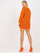 Hurtownia Ciemnopomarańczowa luźna sukienka dzianinowa RUE PARIS 