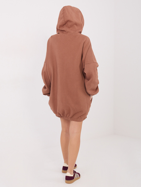 Jasnobrązowa dresowa sukienka z gumką na dole