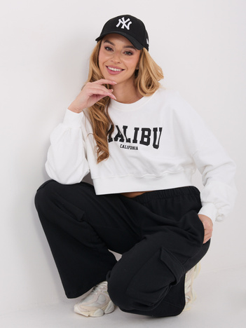 Ecru krótka bluza oversize z bawełny