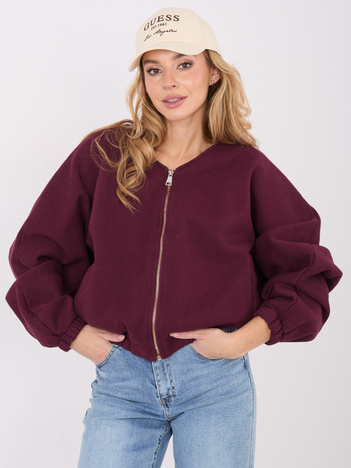 Burgundowa rozpinana bluza z dekoltem V