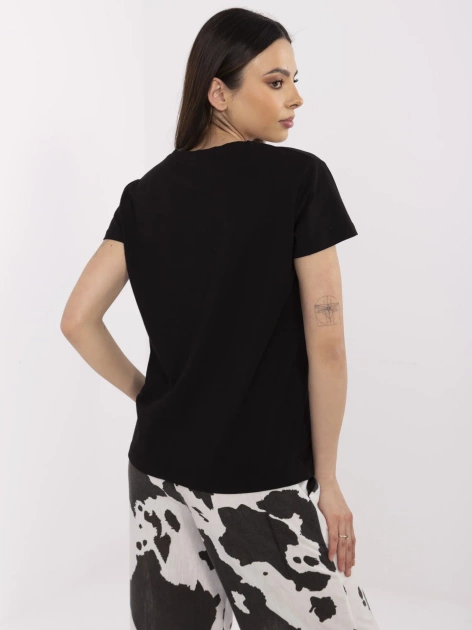 Czarny gładki t-shirt damski BASIC FEEL GOOD