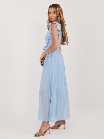 Jasnoniebieska rozkloszowana sukienka bez rękawów RUE PARIS 
