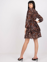 Brązowa sukienka z printami Adelina OCH BELLA