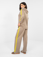 Ciemnobeżowy damski komplet z rozpinaną bluzą RUE PARIS 