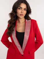 Hurtownia Czerwona elegancka marynarka z dżetami 