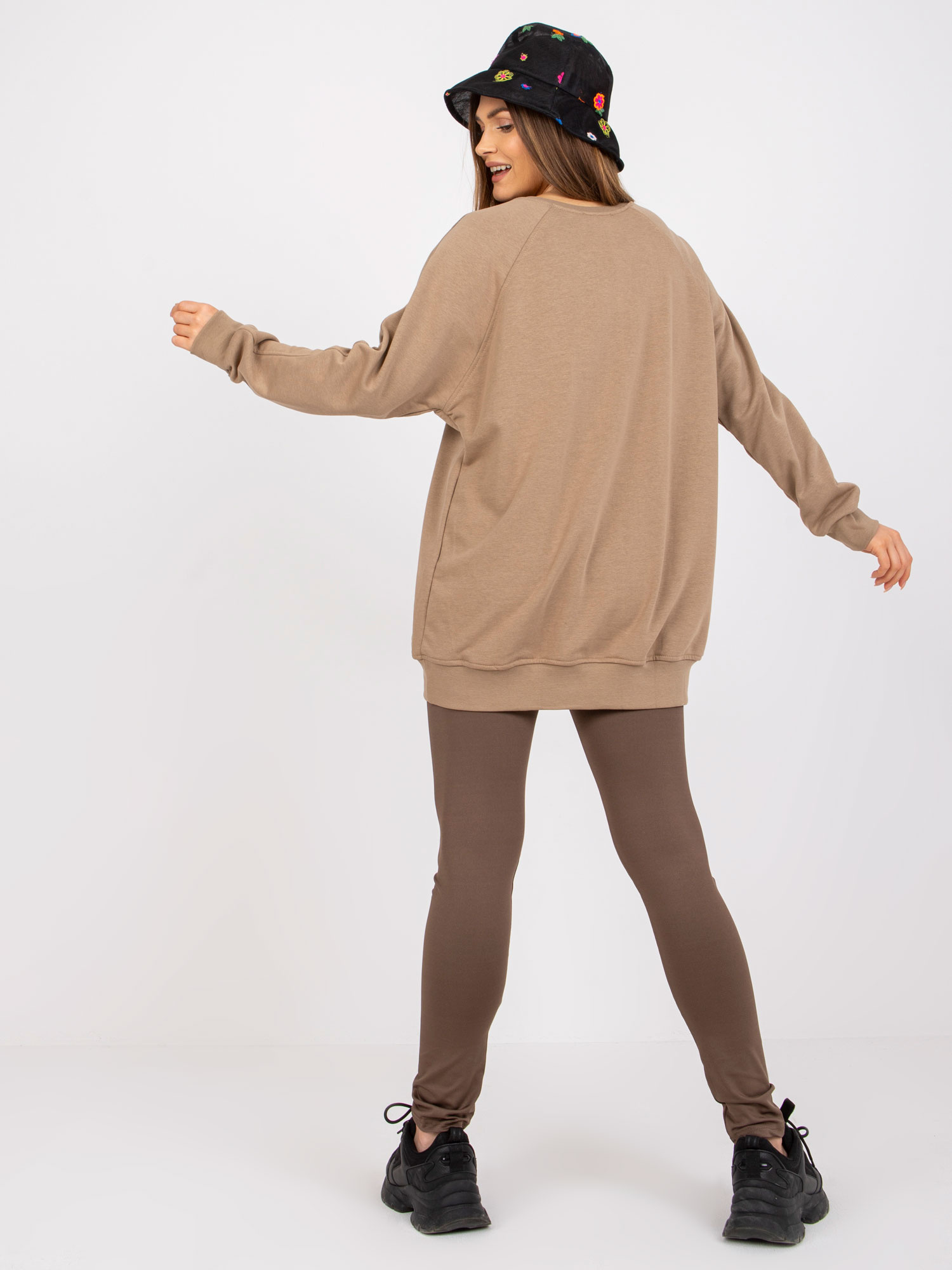 Dunkelbeige Basic Kapuzenpullover Remy.
