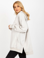 Hurt Jasnoszara długa bluza oversize z kapturem MAYFLIES