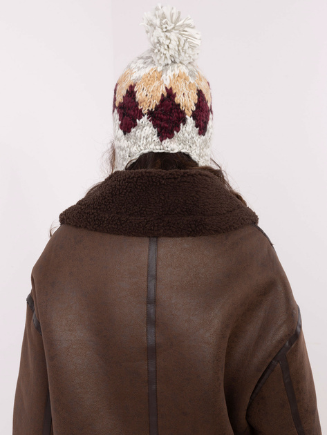 Hurt Biała damska czapka uszatka z pomponami