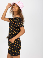 Hurtownia Czarny krótki kombinezon hiszpanka z wiskozy SUBLEVEL 