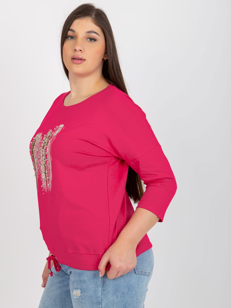 Hurtownia Fuksjowa damska bluzka plus size z printem