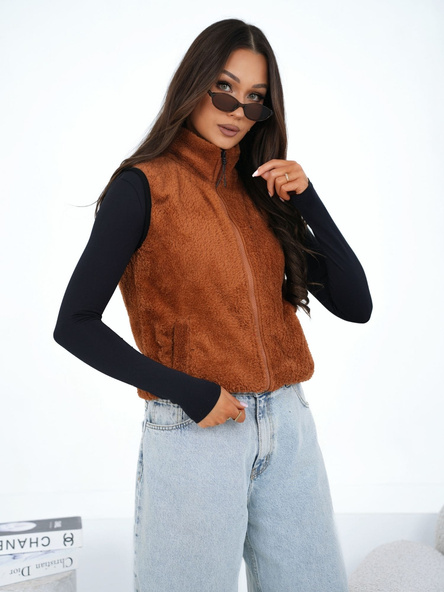 Jasnobrązowa kamizelka miś z suwakiem