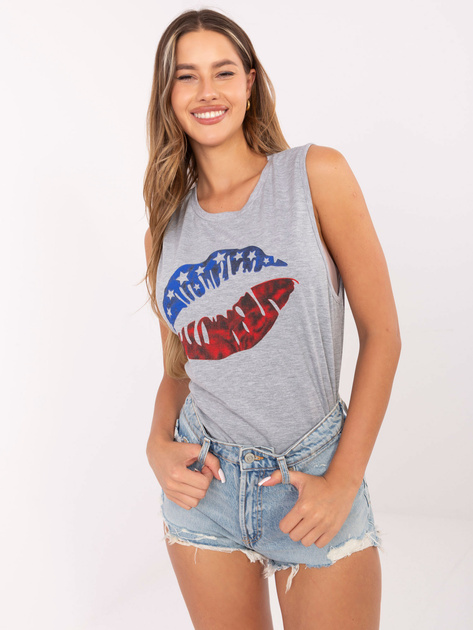 Szary damski top w amerykańskim stylu RUE PARIS