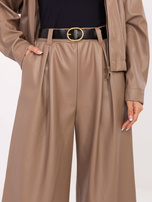 Ciemnobeżowe skórzane spodnie palazzo RUE PARIS