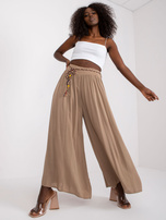 Ciemnobeżowe szerokie spodnie Surie OCH BELLA