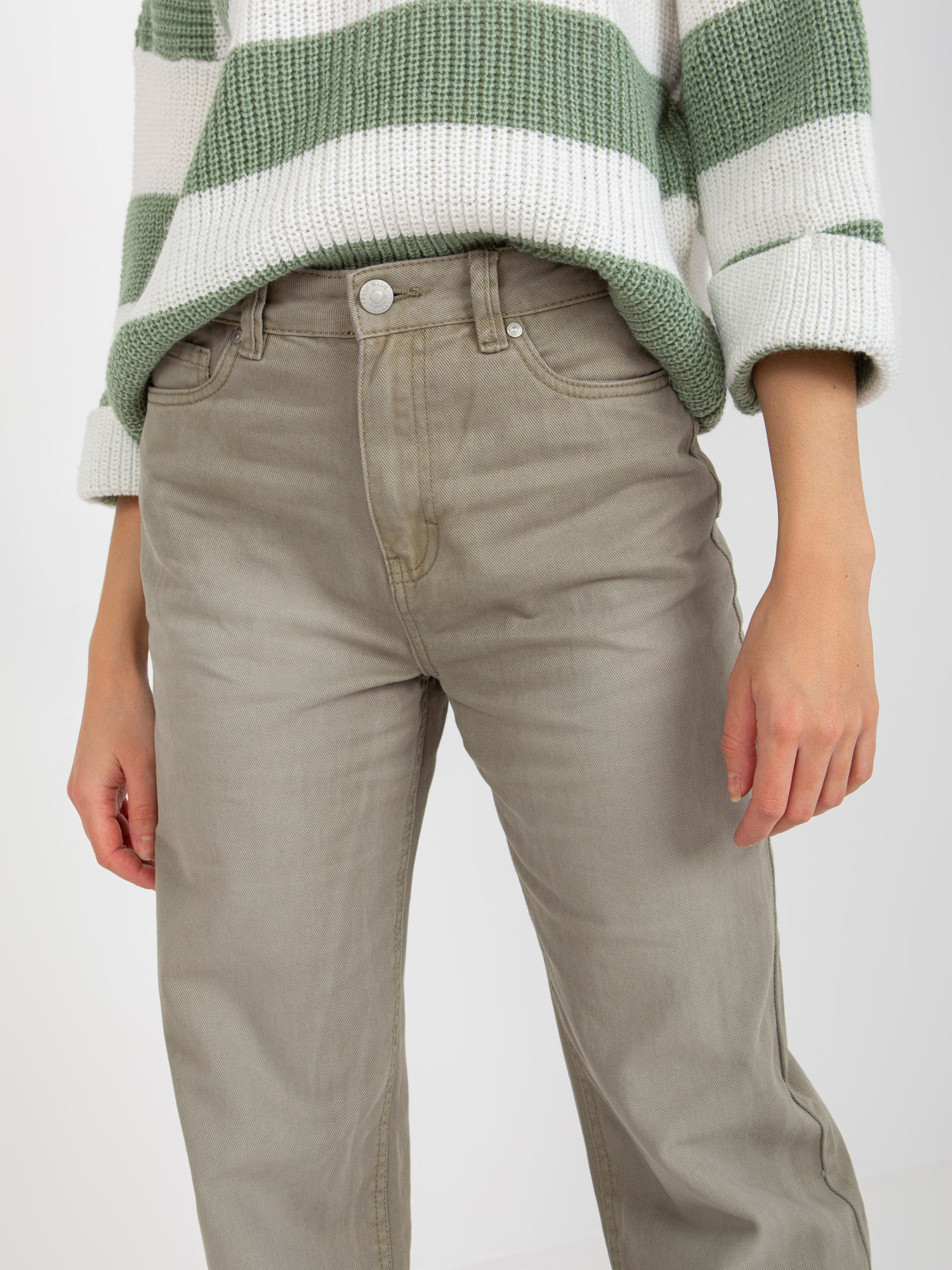 Khaki spodnie jeansowe z szeroką nogawką FRESH MADE