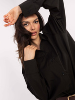 Hurt Czarna damska koszula oversize z rozcięciami