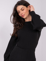 Czarna bluzka longsleeve w prążek RUE PARIS 