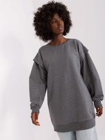 Großhandel Dunkelgrauer langer Oversize-Pullover.