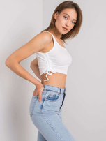Bílý crop top se stahovacími šňůrkami Loretta RUE PARIS.