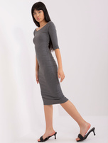 Hurtownia Ciemnoszara mii sukienka basic w prążek