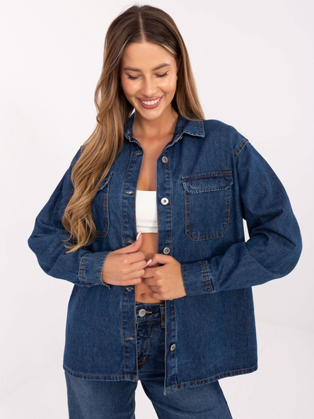 Ciemnoniebieska jeansowa kurtka z kołnierzykiem SUBLEVEL