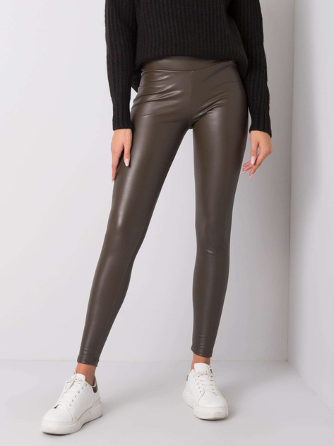 Ciemne khaki legginsy ze skóry ekologicznej Briana RUE PARIS