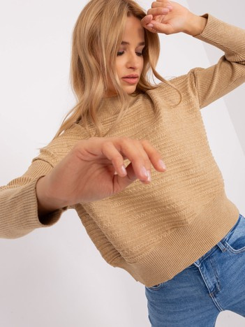 Hurt Camelowy Damenpullover asymmetrisch mit Wolle.