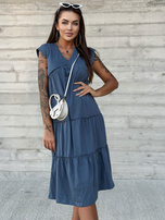 Hurtownia Brudnoniebieska bawełniana sukienka z dekoltem w serek MAYFLIES