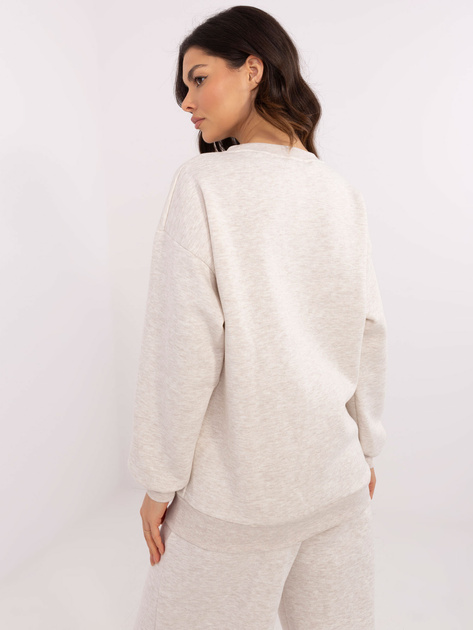 Hurt Jasnobeżowa melanżowa bluza bez kaptura z haftem