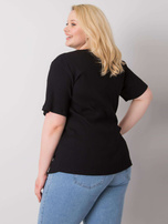 Czarna bluzka plus size w prążek Stella