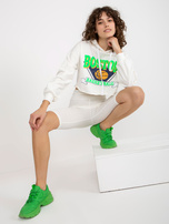 Hurt Ecru casual set with a short sweatshirt and bike shorts.